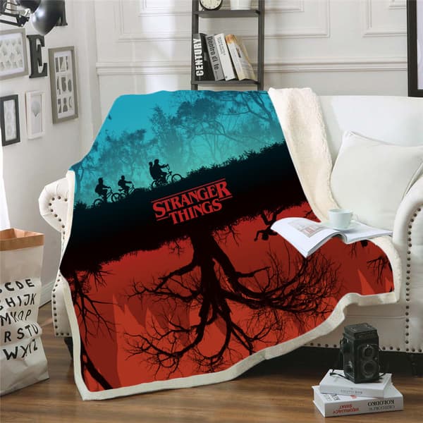 Stranger Things 3D-printet ullteppe, flanell, 70*100 2