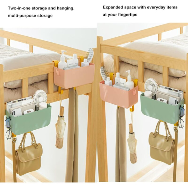 Bed Organizer Hanging Storage Bin as Bunk Bed Storage Accessory Multi-Pocket Rail for Dorm Bunk Bed Shelf