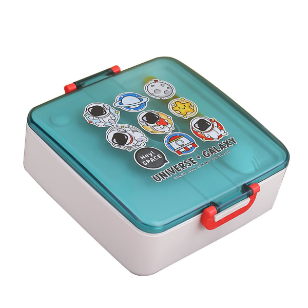 1 set Bento Box Grid Design Suurikapasiteettinen mikroaaltoturvallinen vuotamaton kannettava lasten astronautin lounaslaatikko kastikelaatikolla Koulutarvikkeet Tianyuhe White