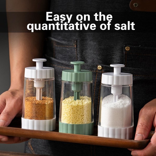Kvantitativ salt pepperkvern multifunksjonell justerbar sliping med keramisk kjerne gjennomsiktig krydderkrukke Green