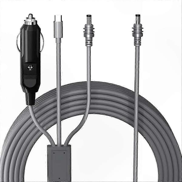 Multifunksjonell USB C til DC strømkabel, 12V 24V kjøretøyladekabel for biler, lastebiler, bobiltilbehør 2M