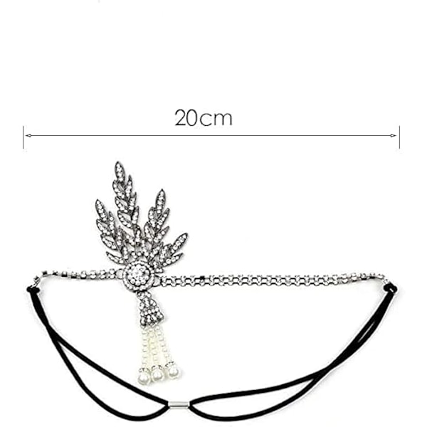 Art Deco 1920-luvun Flapper Great Gatsby -lehti Häät Morsius Tiara Helmi Pääpanta Silver