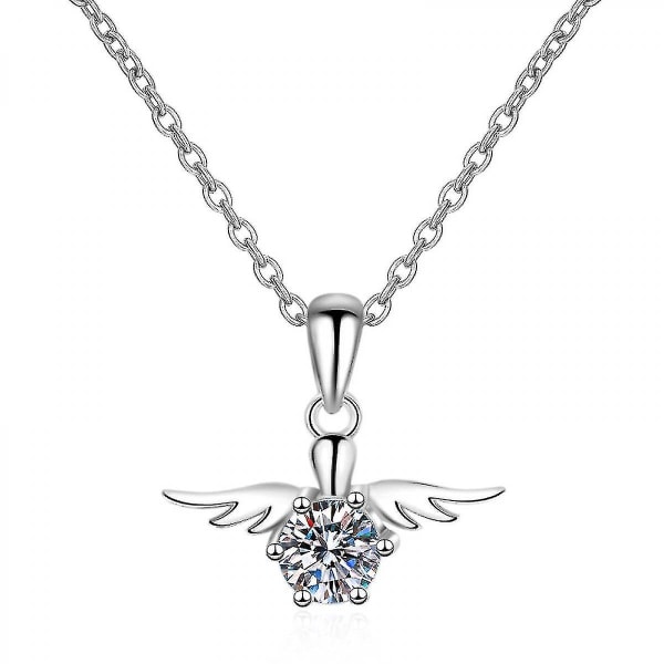 Angel Pendant Halskæde 5mm S925 Sølv D Farve Ideal Cut Diamond halskæde til kvinder