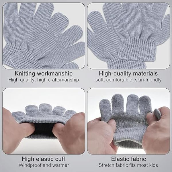Barne Vinterlue Hette Skjerf Hansker Sett 3 i 1, 3Pcs Strikket Varm Småbarn Vinterlue Hansker Halsvarmer for Gutter Jenter 1-6 År, Vintertilbehør Sett