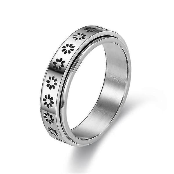 Spinnerring til kvinder i rustfrit stål rullende blomsterring til kvinder størrelse 6-11-hy 6