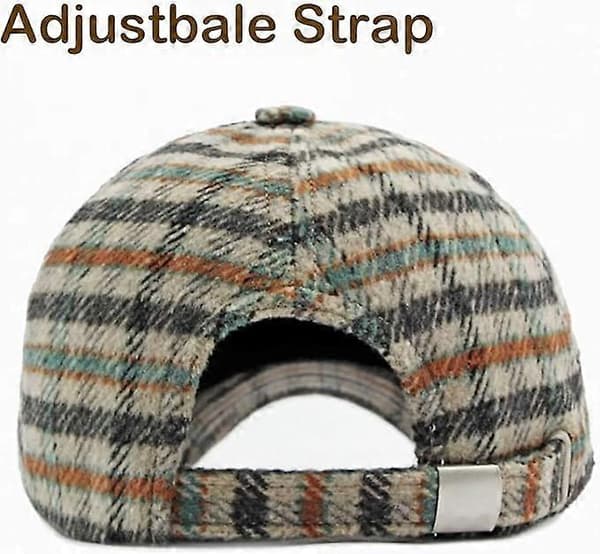 Plaid-Uld-Baseball-Cap Tartan Herre Dame - Flad Justerbar Far-Hatte til Efterår-Vinter