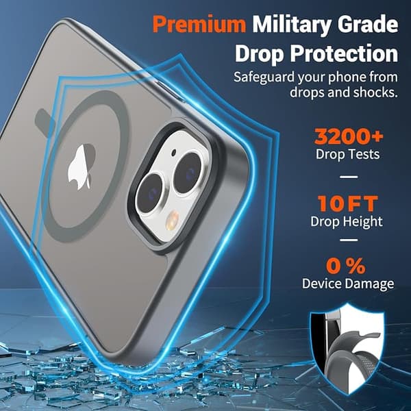 SUPFINE Magnetic Case for iPhone 14pro, MagSafe Compatible, Military Grade Protection, Slim Matte Translucent Shockproof Case, Grey iphone14pro gray