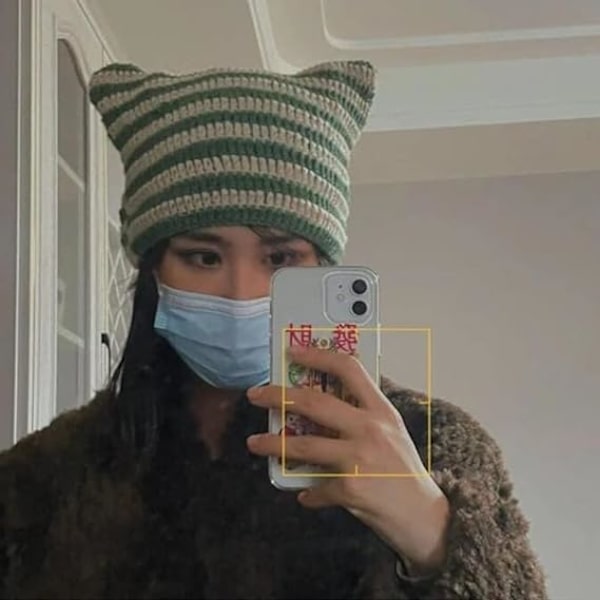 Naisten virkatut hatut Kissan beanie Vintage Beanies Naisten kettuhat Grunge-tarvikkeet Löysät beanies naisille