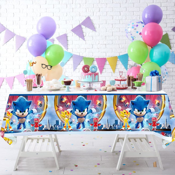 3st Sonic duk, 180cm*108cm Vattentät Hedgehog Party Duk rektangulär plast Sonic för barn Födelsedag temafest