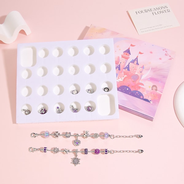 Tyttöjen syntymäpäivä DIY-rannekoru helmillä, sokea laatikko, violetti koru lahja, laskentataulu, valmistuminen, käsintehty naru lahja