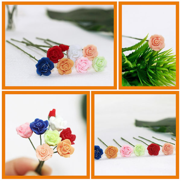 10 stk Kunstig Mini Rose Miniatyr Blomster Dukker Hus Blomst Modell Dekorativt landskap Blomst