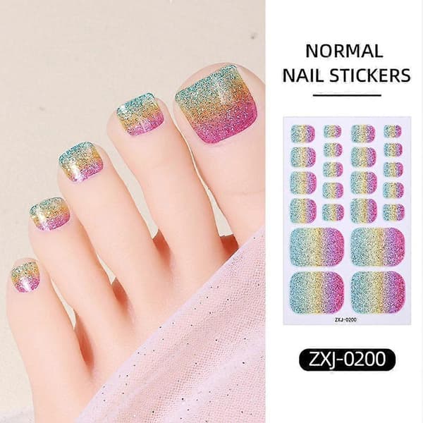 Regnbuegradient tåneglklistremerker selvklebende vannavstøtende glitrende style 4