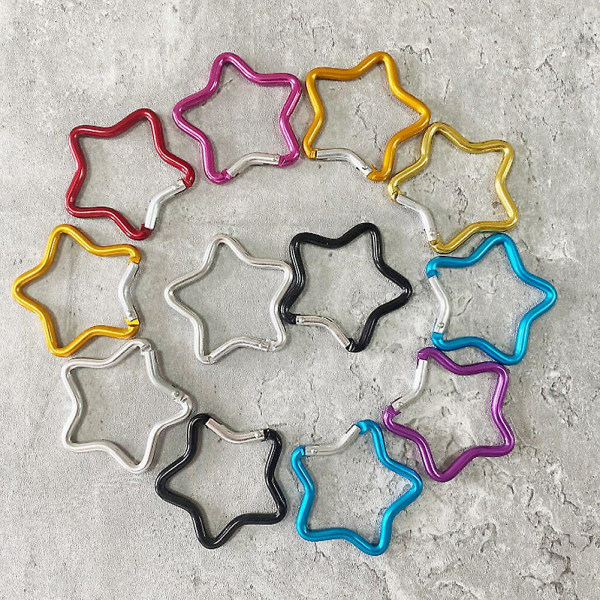 10pcs -pointed Star Aluminum Carabiner Key Chain Outdoor Keyring Hook Water Buckle Travel Accessori