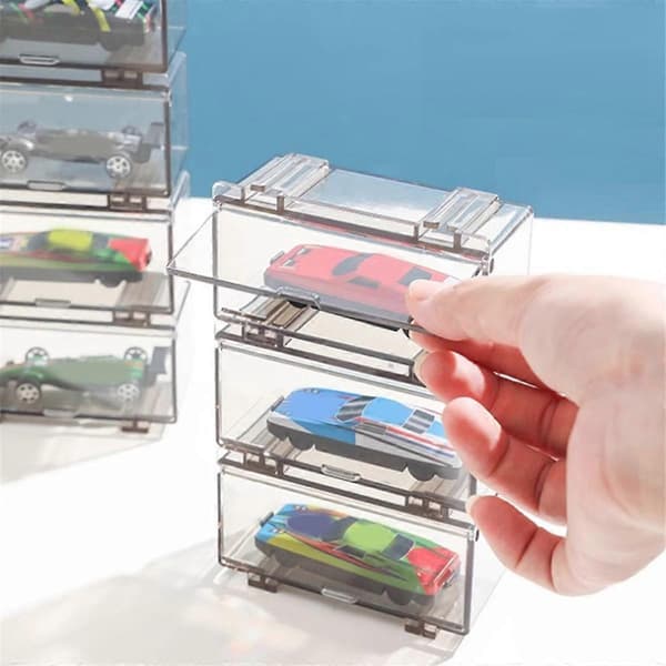 10 stk. Klar Akryl Display Case til Bilform, Hjul Bilmodel Display Case Skala Hjul Display Ca Transparent