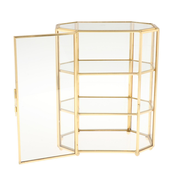 3-etasjes smykkeskrin i glass, sminkeorganisator, smykkeskrin, multifunksjonelt utstillingsstativ for toalettbord transparent