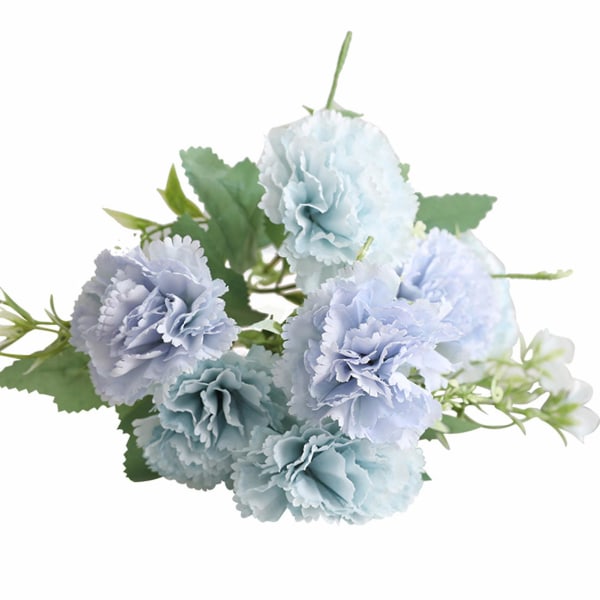 Simulering blomst falmeløs mye brukt 7 hoder Levende nelliker kunstige blomster til morsdagen Blue