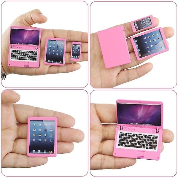 Sæt med mini laptops 1:6, mini tilbehør til smartphone metal tablet 3 stk (stil 3)