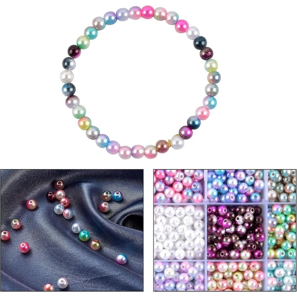 1200 stk 6Mm runde perler imiteret perleperler Abs Plast Farverige Glatte Perler Space Beads Kunstige