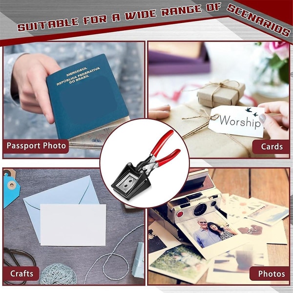 Håndholdt skjæremaskin for passfoto foto-ID stansemaskin for skjæremaskiner egnet for kontor (1,4 tommer x 1,8 tommer) Red