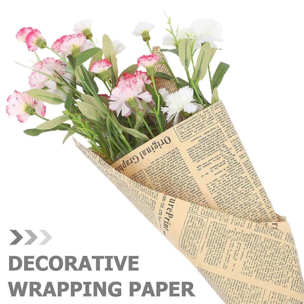 20 st retro blomförpackningspapper torra blomsterbukett presentförpackningspapper för flicka kvinna dam (svart)