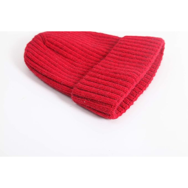 Damelue Lue Unisex Vinter Mansjett Enkelt Lue Myk Varm Strikket Luemue Red