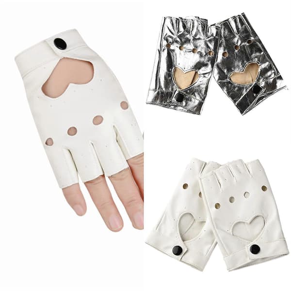 Ventilerade fingerlösa handskar Punk Modeaccenter Mjukt innerfoder Utomhus Motorcykelanvändning Silver Silver