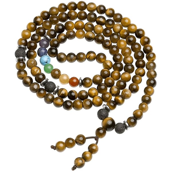 6 mm Multilayer 108 Mala Beads Wrap Armbånd 7 Chakra Healing Crystal Halskæde