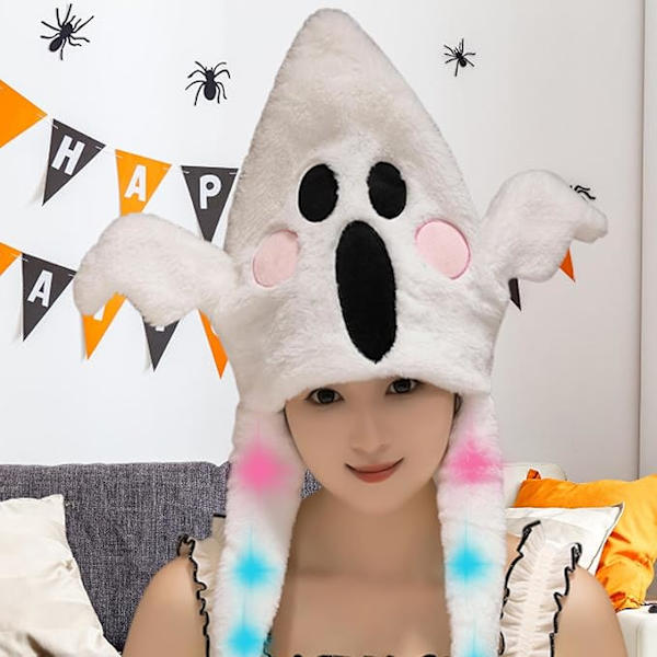 Flyttende flagermusører Halloween flagermushat, justerbar rem gotisk lysende hat