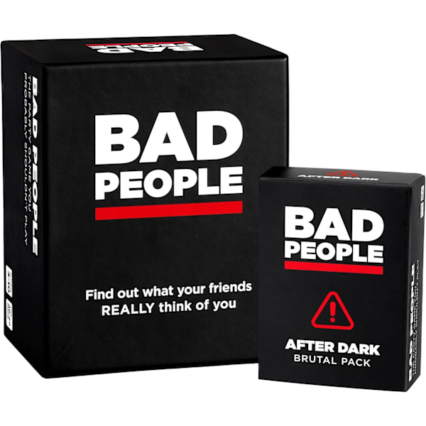 Korttipeli BAD PEOPLE Party Game + After Dark Expansion Set - Hauska aikuisten korttipeli - Ota selvää, mitä ystäväsi todella ajattelevat sinusta