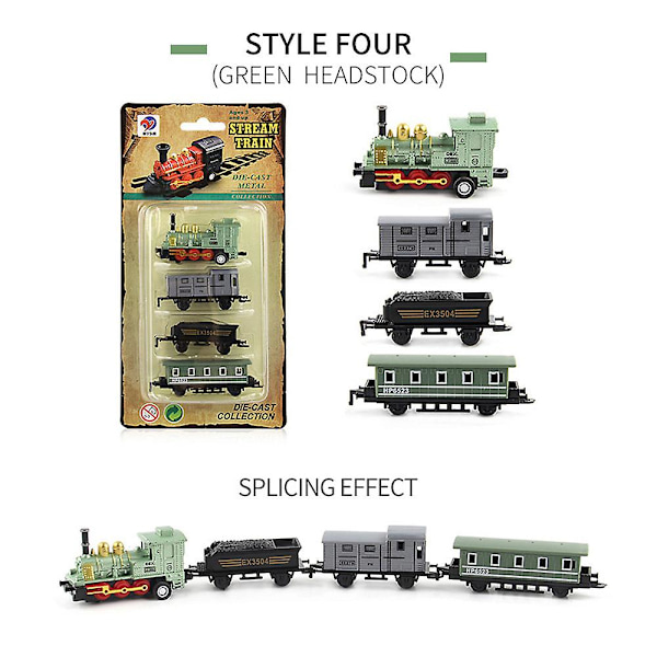 Børns drenge piger mini simulation damptog træk-tilbage tog model diecast lokomotiv legesæt legetøj Green