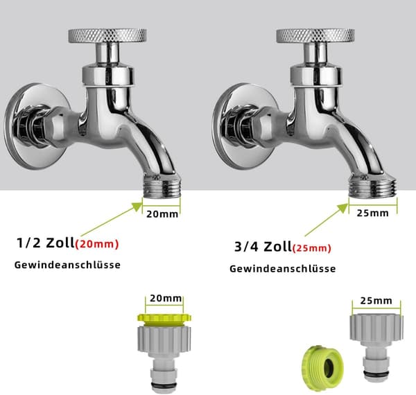 2-i-1 Kranforbindelse - 4-pakning, 1/2 \" og 3/4 \" Hagekranforbindelse, Slangekoblingssett for Hagevanning