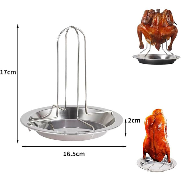 Kyckling BBQ-ställ Vertikal kycklingrost med non-stick droppbricka Vertikal kycklingrost BBQ och grilltillbehör