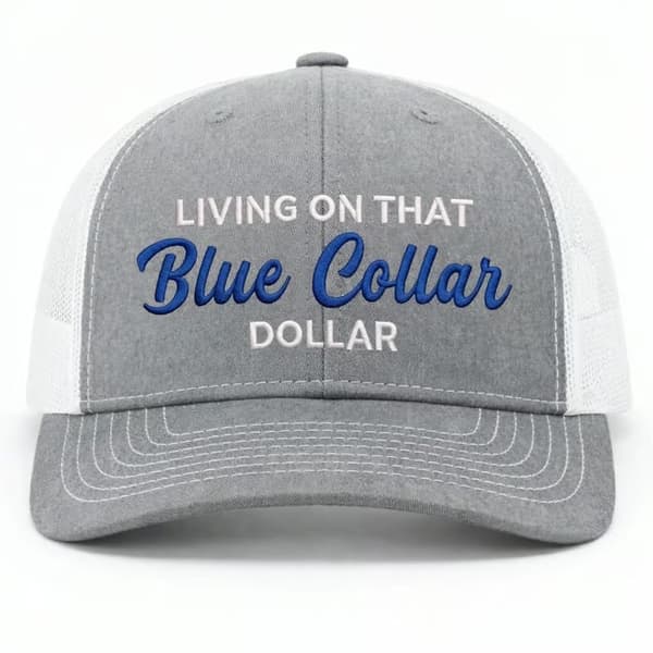 Blue Collar Dollar Trucker Hat blå lønnet lastebilsjåførhatt