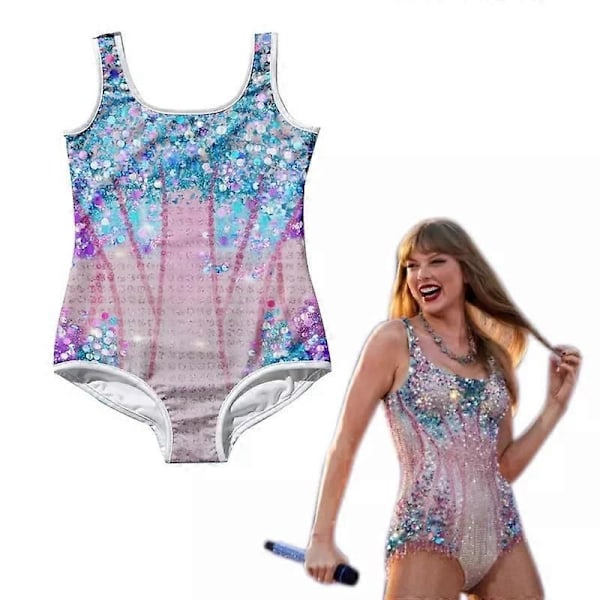Barnens Taylor Swiftie Tryckt Baddräkt En Delig Baddräkt Scenframträdande Kostym 11-12Years