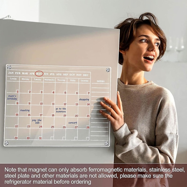 Magnetisk akryl kalendertavle Slettbart Gjenbrukbart skrivetavle for husholdningstilbehør