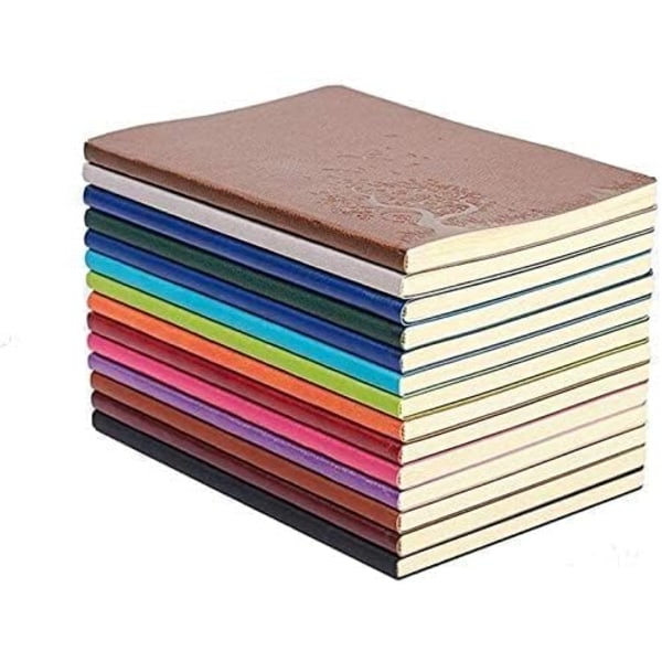 A5 PU läder skrivande anteckningsbok Färgglad dagbok fodrad anteckningsbok Premium papper anteckningsbok Anteckningar Söt reseanteckningsbok (set med 4 slumpmässiga färger)