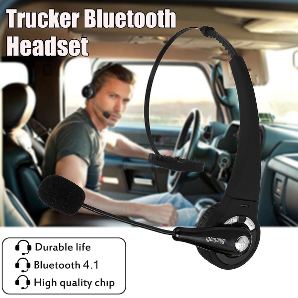Trucker Over The Head Trådløs Bluetooth Boom Med Mic Headset Til Mobil Driver