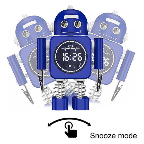 Robotsmart digital temperaturdisplay skrivbordsklockor med snooze sovrum för barngåva (grön) Green