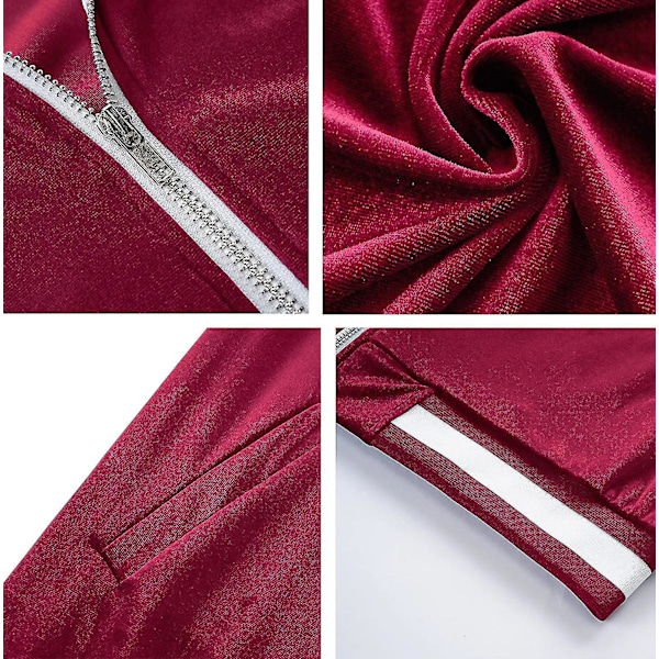 Velour Träningsdräkt Sammet: Träningsset för män 2 Delar Set Dragkedja Sweatshirts Jacka Byxor Med Fickor