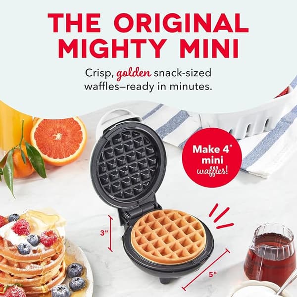 Mini Waffle Maker, Compact Non-Stick Breakfast Sandwich Maker for Waffles, Pancakes, Hash Browns and Quick Snacks, 220V white