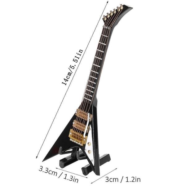 Elgitarr Modell Svart Mini Musikinstrument Samling Presentprydnader 14cm