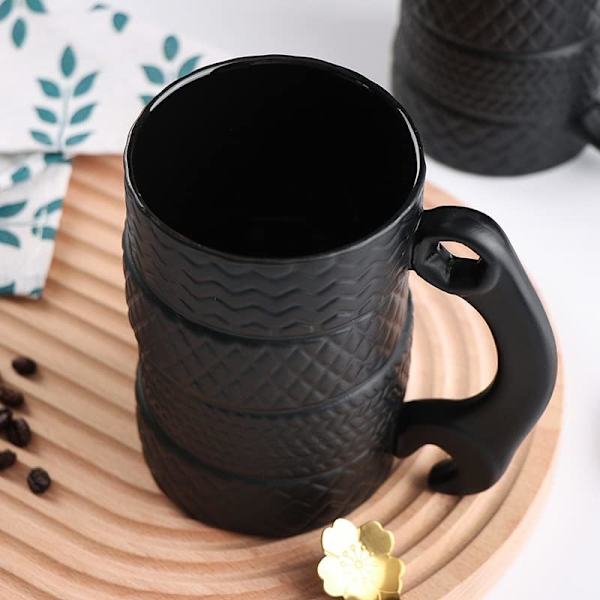 Kreativ dekkformet keramisk krus Keramisk hjul kaffekrus Drikkekrus Kaffe kopp Drikkekrus 3D krus Gavekrus 500ML kapasitet