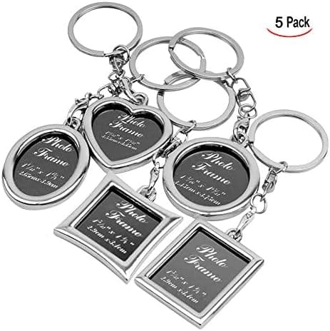 5 pcs personalized keychains, creative photo frame, ring, metal car