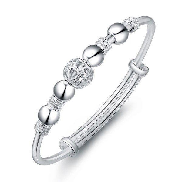 925 Silver Lucky Beads Armband för Kvinnor Klassisk och Fashion Bröllopsfest Smycken med Storleksändring Azul