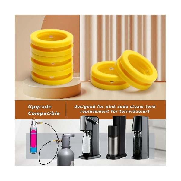 O-ringar Soda Maskin Co2 Cylinder Utbyte Carbonator Packningar 5 st, Packningar Ring för Ny Soda Maker Yellow