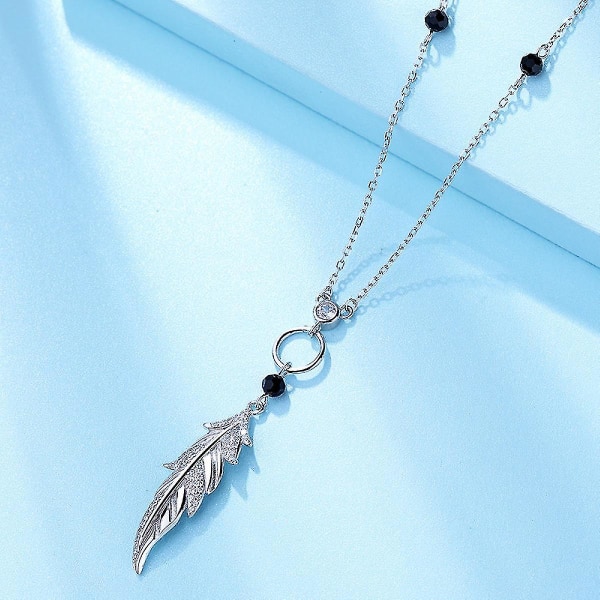 S925 Sterling Sølv Lucky Feather Love Heart halskæde til kvinder datter kæreste