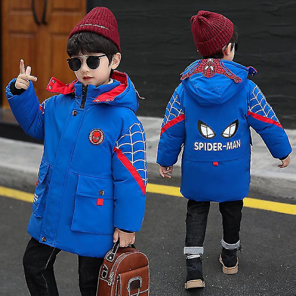 Spider-Man -huppari lapsille, talvi, lämmin takki Blue 160cm (11-12years)