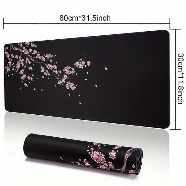 Stor musematte, Forlenget gamingmusematte, Skrivebordsmusematte, Sakura musematte, Sklisikker gummibase Vaskbar musematte for arbeid, gaming og kontor 31.5*11.8inch(80*30cm)