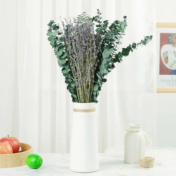 15 st torkade konserverade eukalyptusstjälkar & lavendelblommor för dusch, 43 cm eukalyptusblad