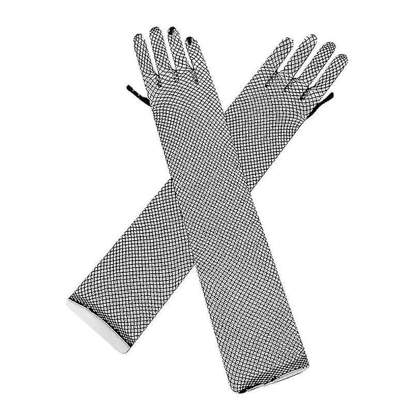 Kvinnor ihåliga handskar bröllopsfest brud vantar genomskinlig mesh full fingerhandskar